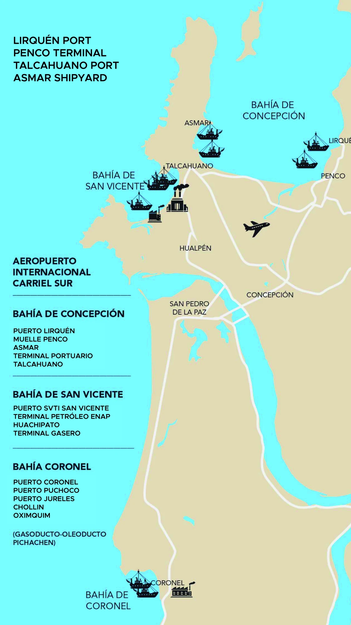 Bahía de Concepción port coverage map